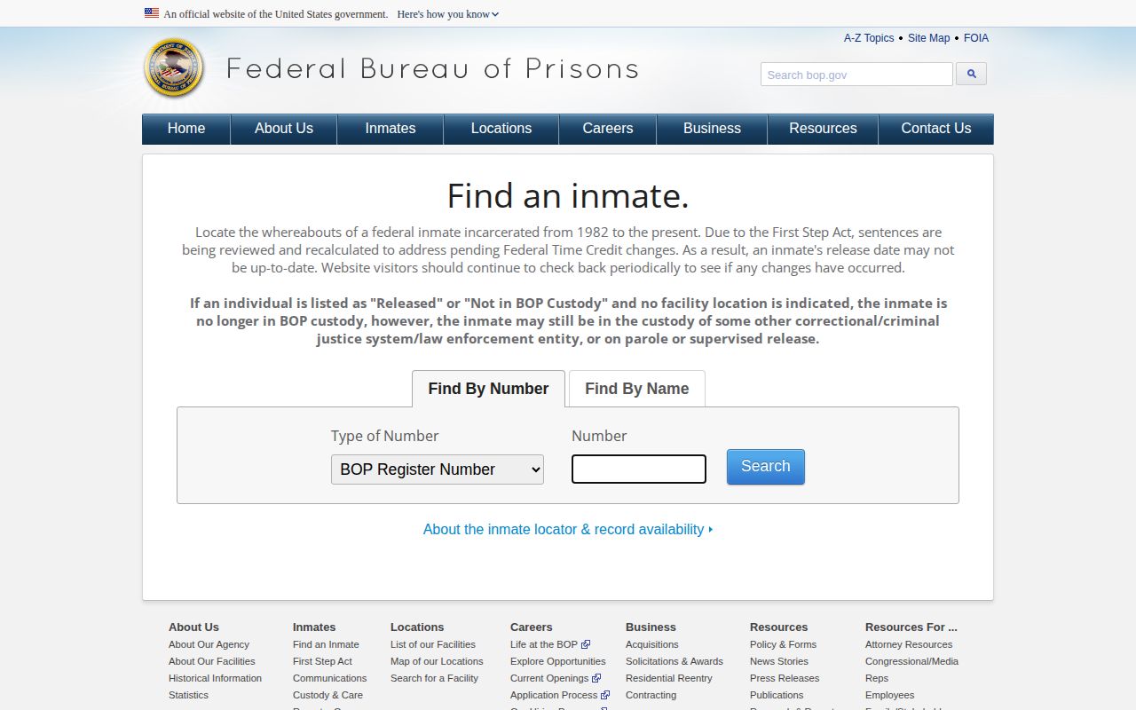 Federal custody locator used to separate BOP records from Harris County wanted information